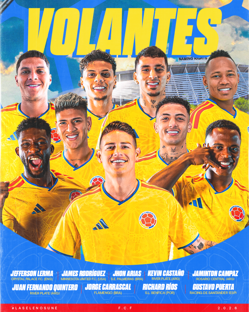 Convocado de Colombia para amistosos - Volantes